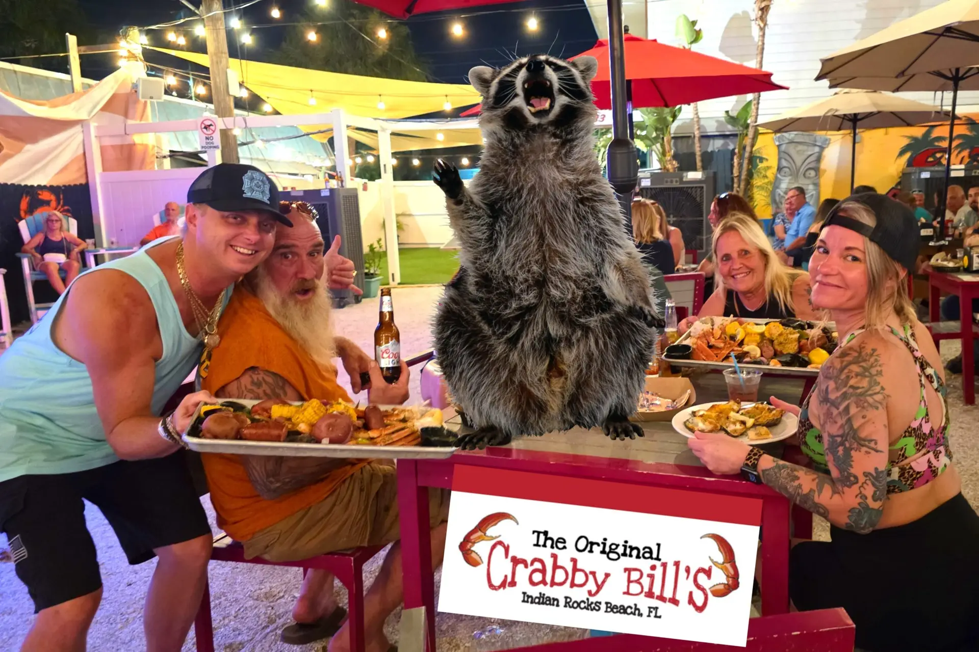 Larry Bell with friends enjoying The Original Crabby Bill's in Indian Rocks Beach Florida