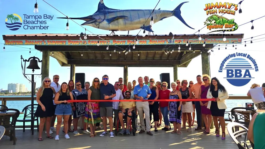 Ribbon Cutting Jimmy's Fish House ribbon cutting with Tampa Bay Beaches Chamber and local business leaders
